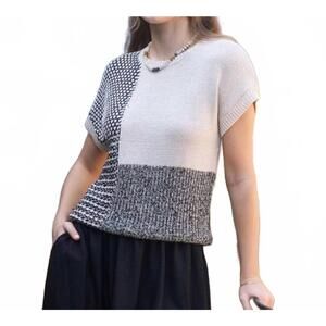 NEW IRIS short sleeve sweater in black multi